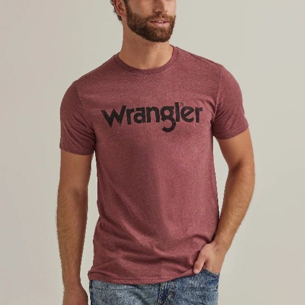 Wrangler Kabel Logo Burgundy Short Sleeve Tee Shirt Size XXL